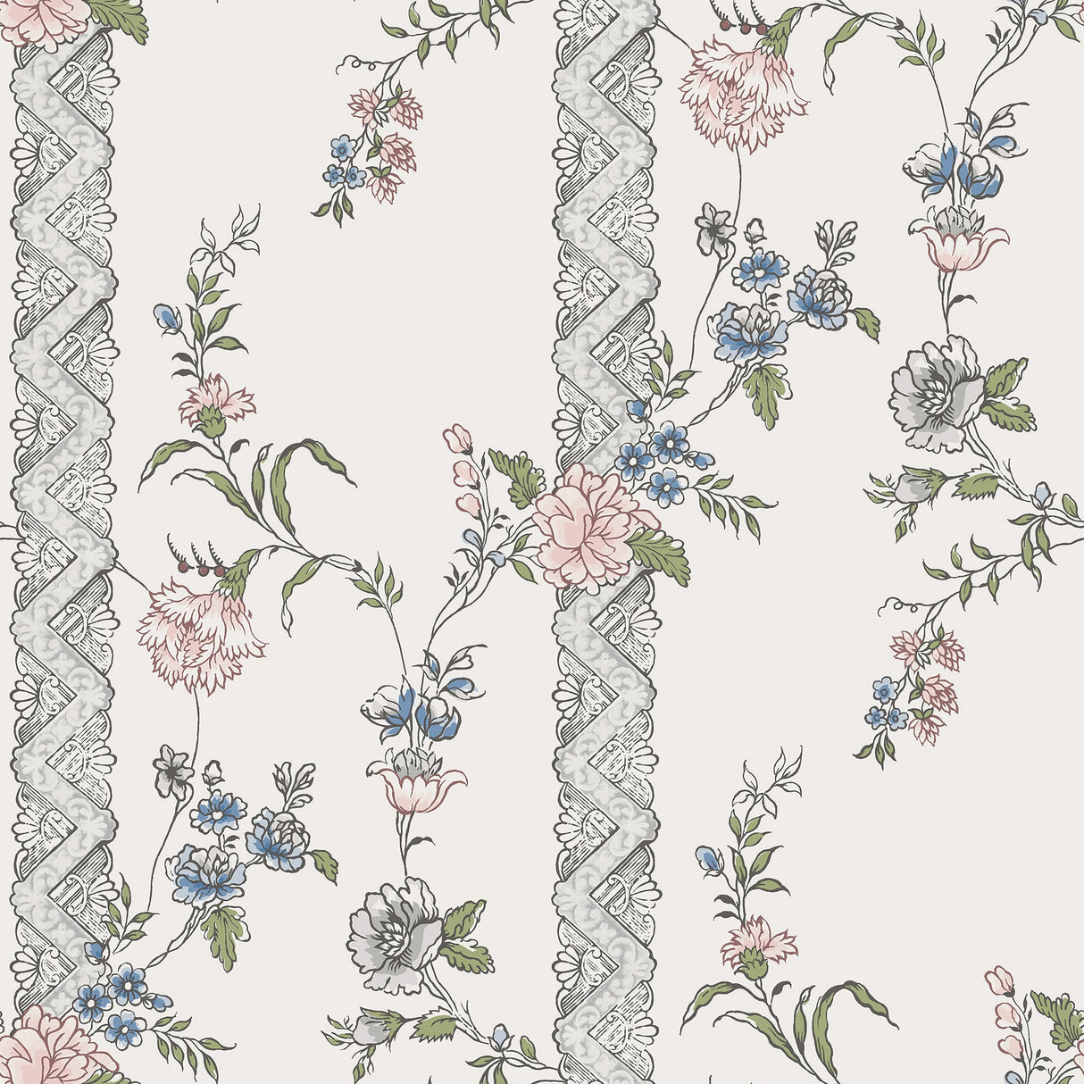 Wall Vision 2827-4507 Slottsteatern Multicolor Floral Stripe Wallpaper