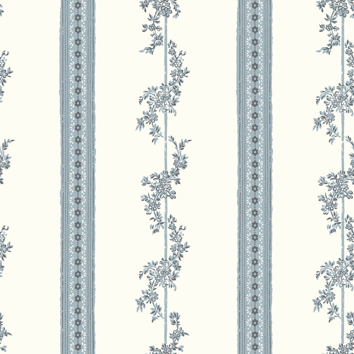Wall Vision 2827-4509 Drottningholm Periwinkle Floral Stripe Wallpaper