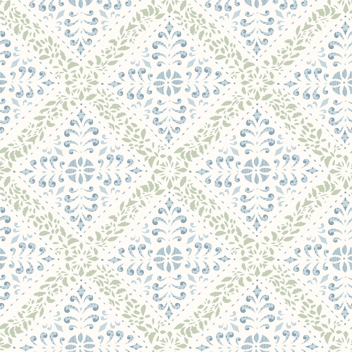 Wall Vision 2827-4516 Nyborg Blue Ornamental Geometric Wallpaper