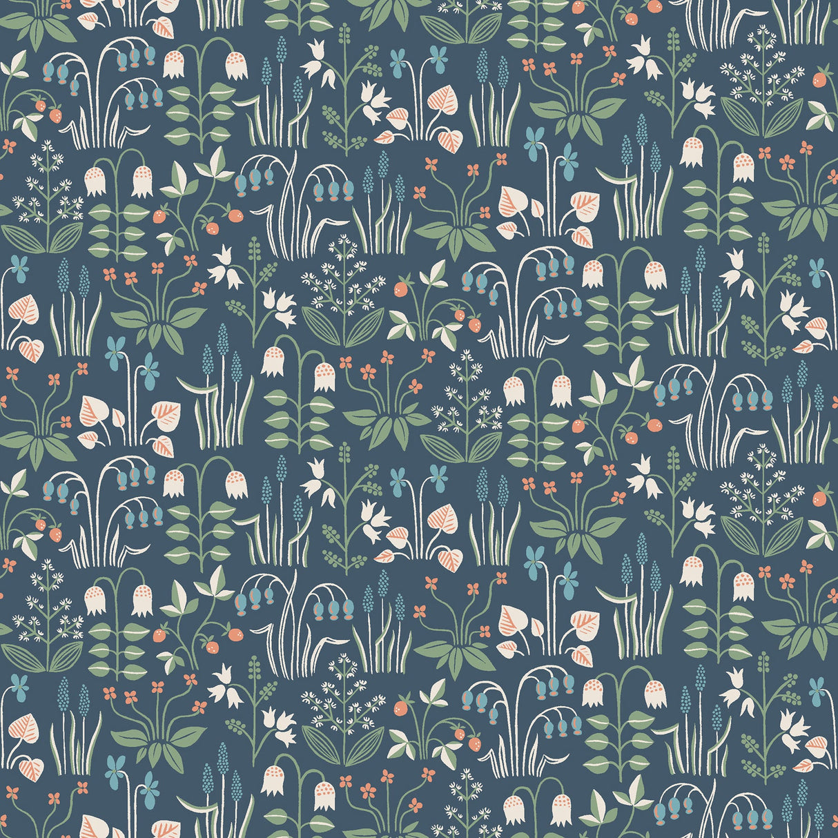 Wall Vision 2827-7215 Strawberry Field Navy Garden Wallpaper