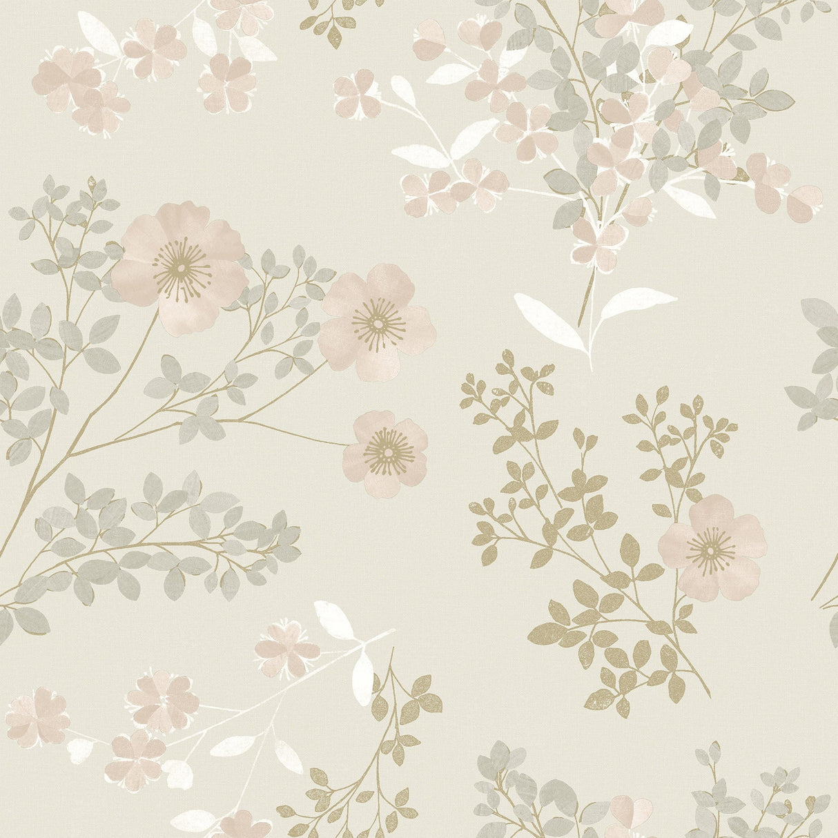 Wall Vision 2827-7231 Prairie Rose Blush Floral Wallpaper