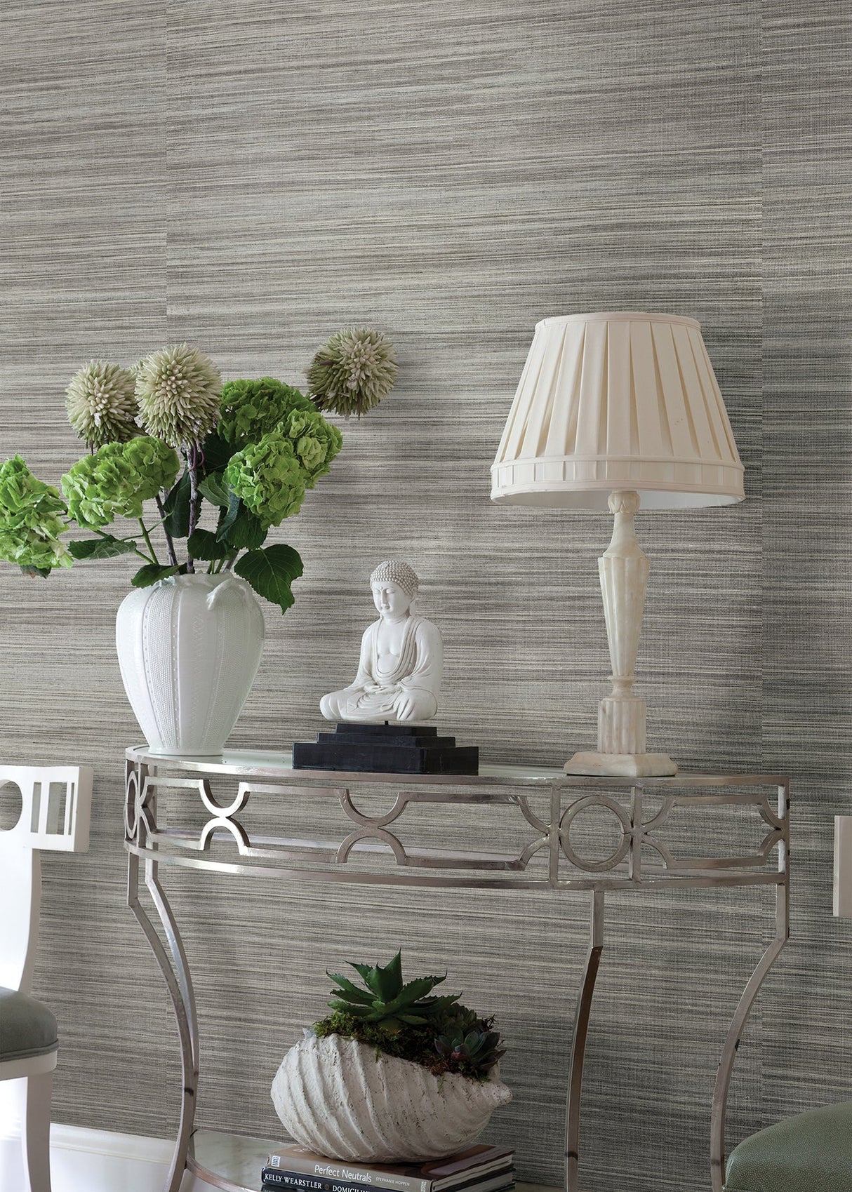 Eade’s Nathan Silver Grasscloth Wallpaper Silver