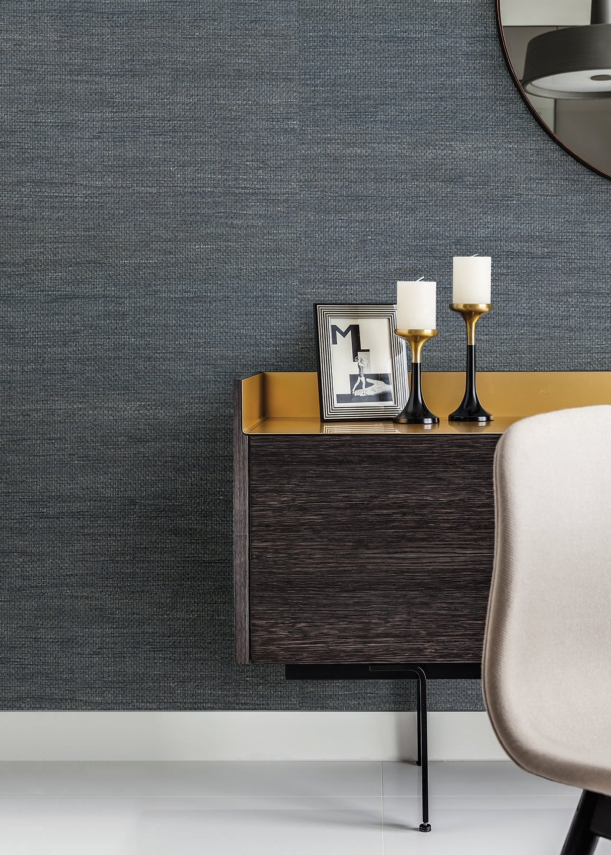 Eade’s Cotabato Blue Grasscloth Wallpaper Blue