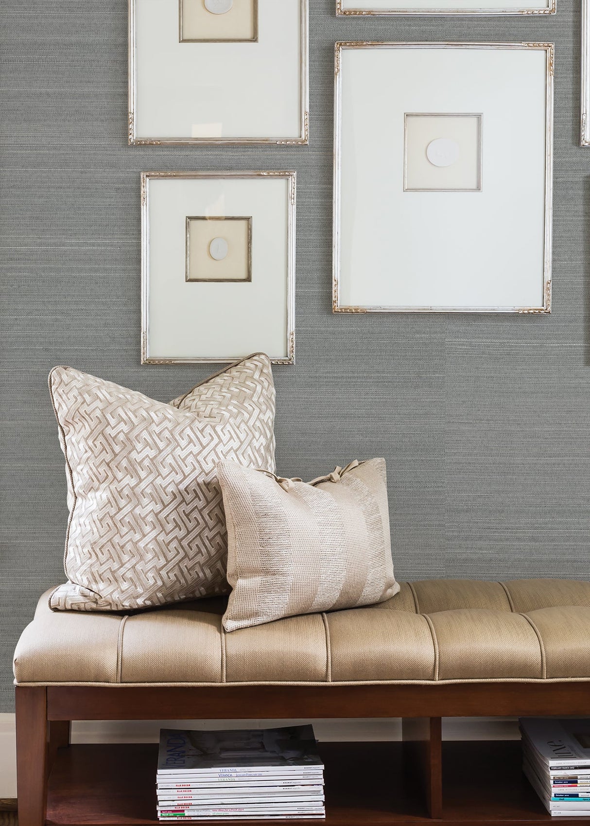 Eade’s Binan Grey Grasscloth Wallpaper Grey