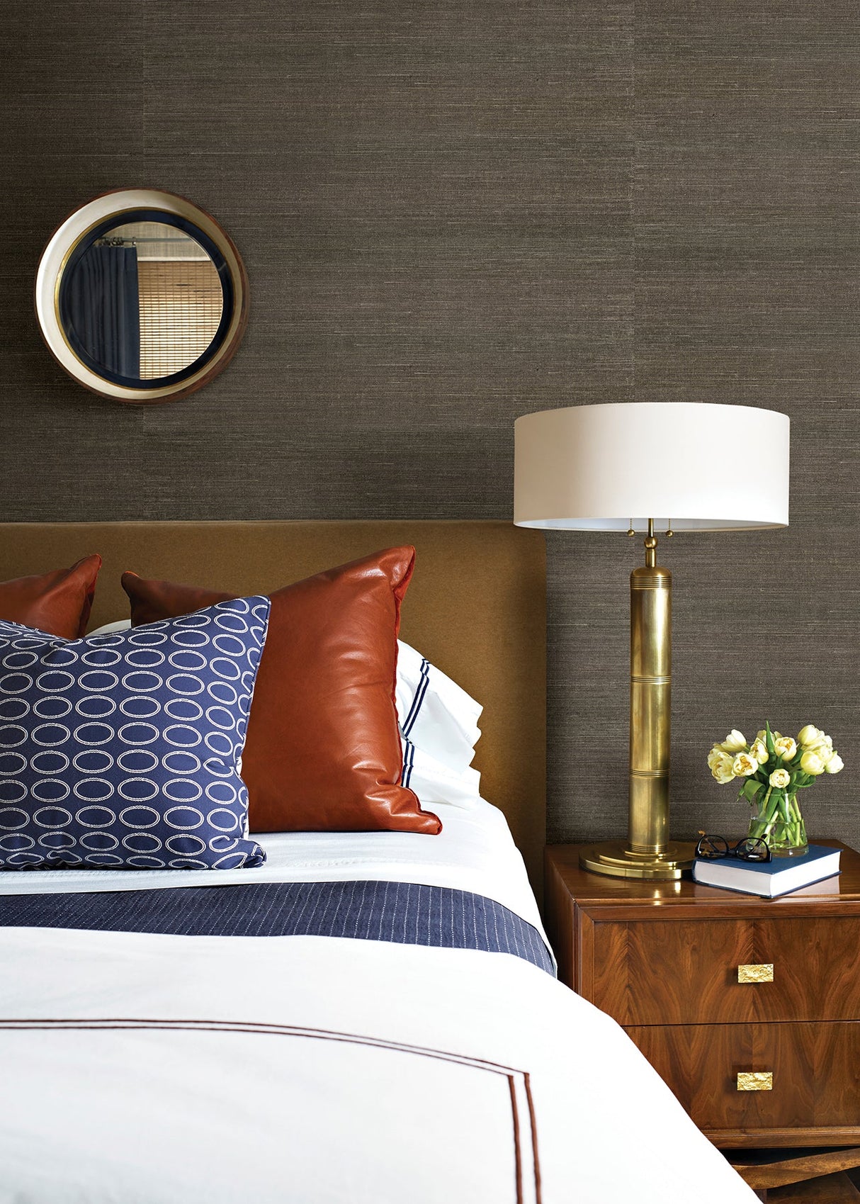 Eade’s Ming Taupe Grasscloth Wallpaper Taupe