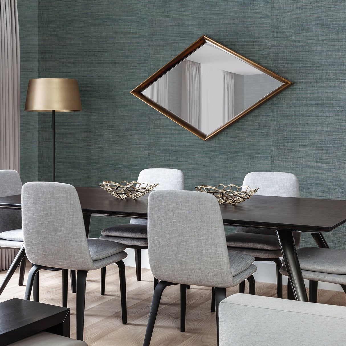 Eade’s Laem Teal Grasscloth Wallpaper Teal