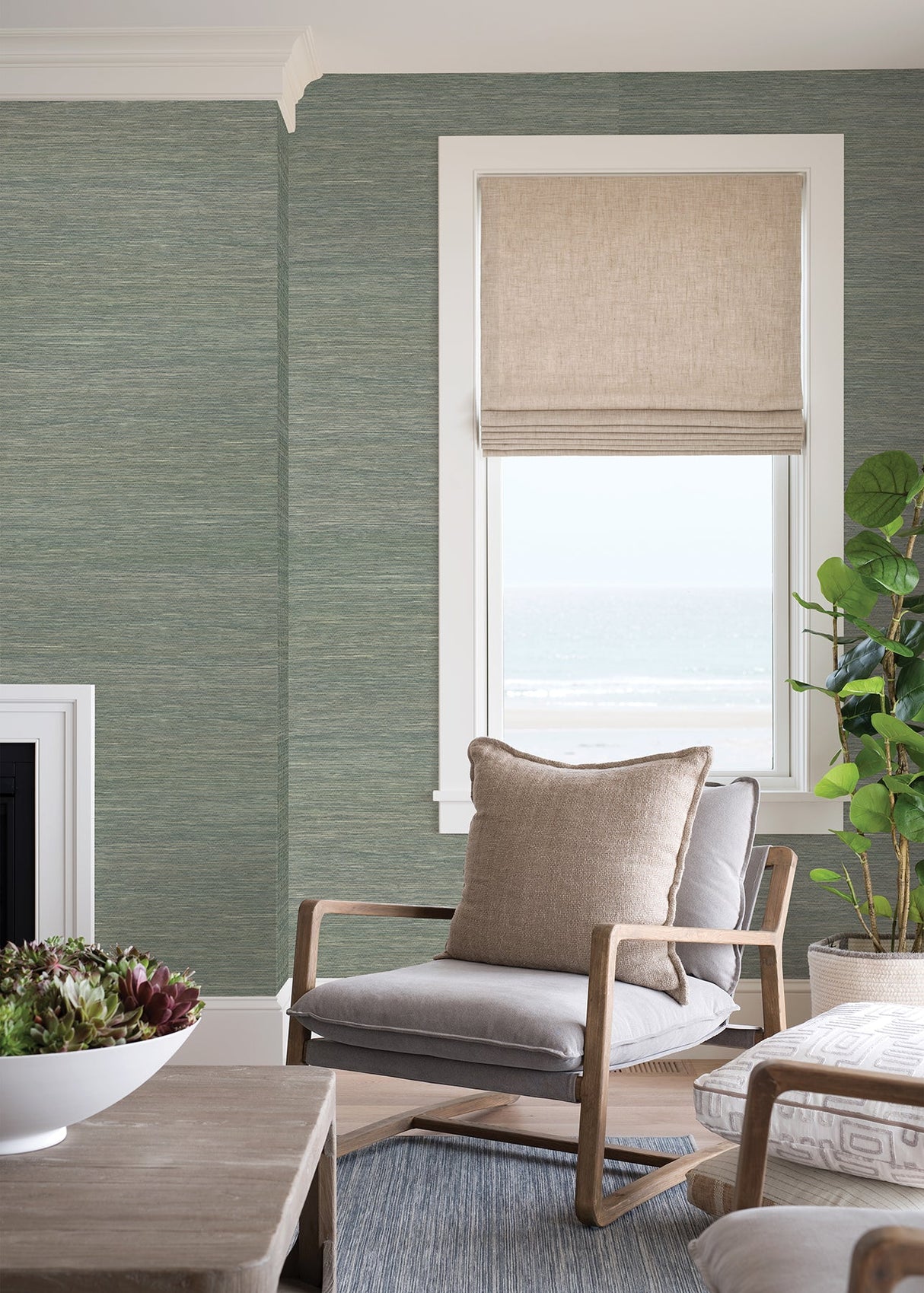 Eade’s Batad Green Grasscloth Wallpaper Green