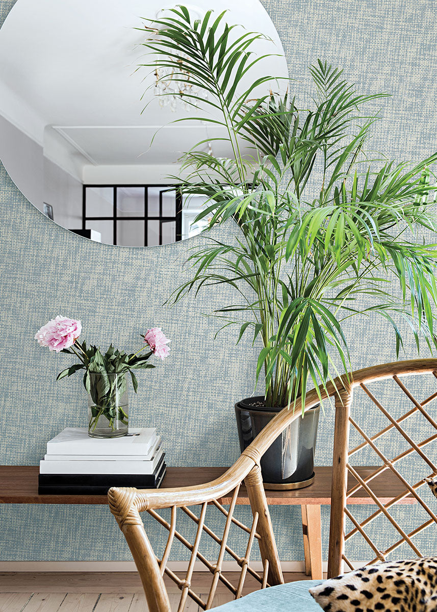 Eade’s Arlyn Light Blue Grasscloth Wallpaper Light Blue