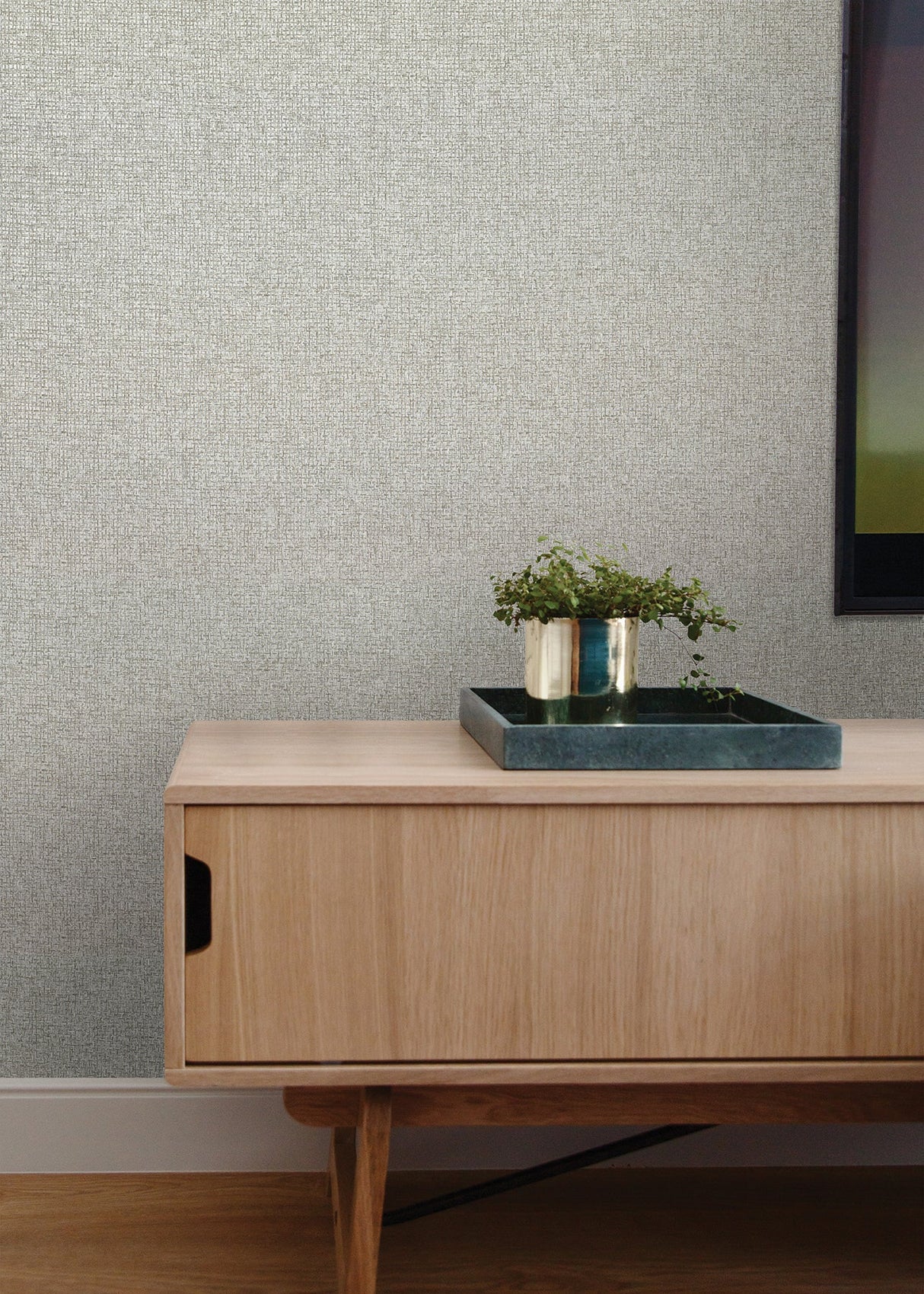 Eade’s Chiang Grey Grasscloth Wallpaper Grey