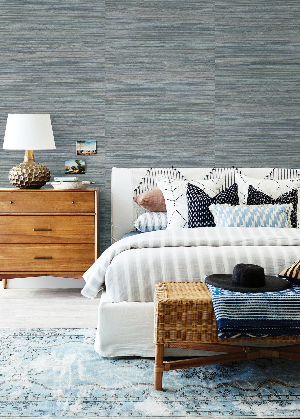 Eade’s Pattaya Blue Grasscloth Wallpaper Blue