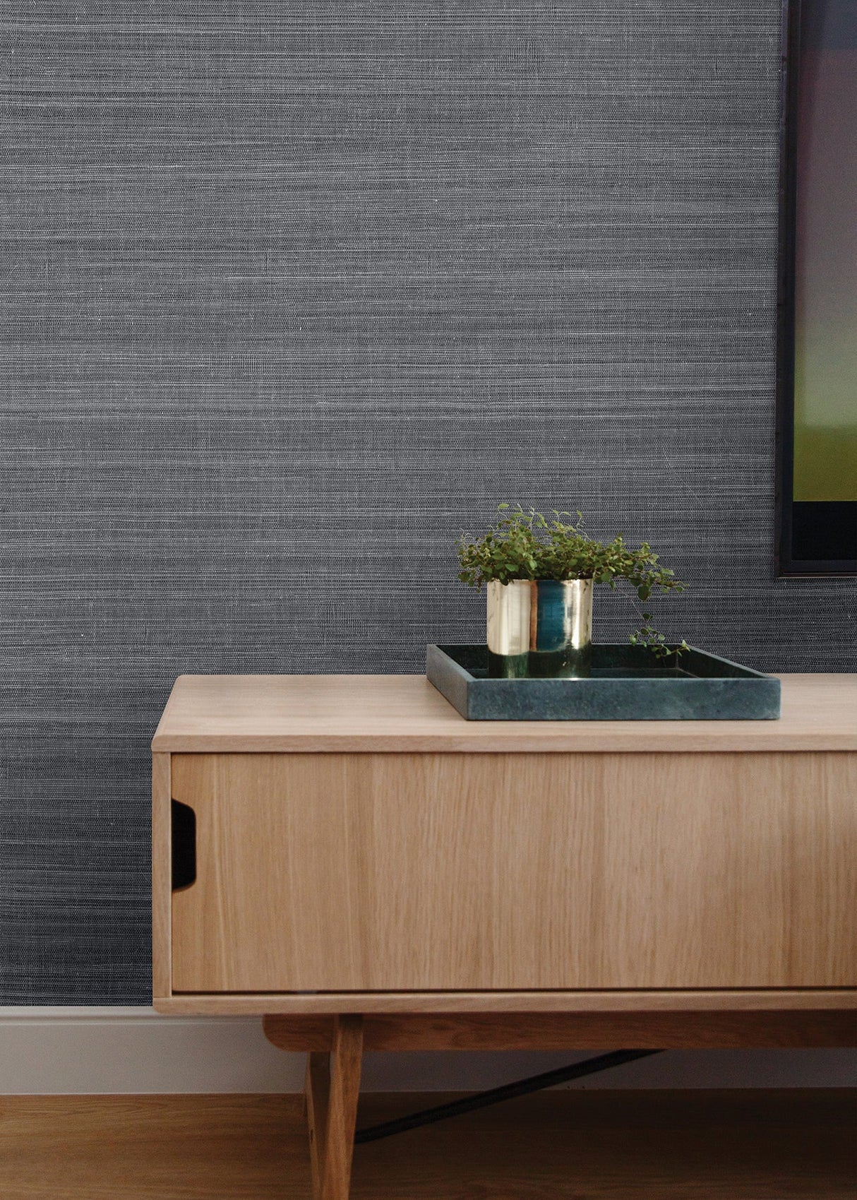 Eade’s Wukan Navy Grasscloth Wallpaper Navy