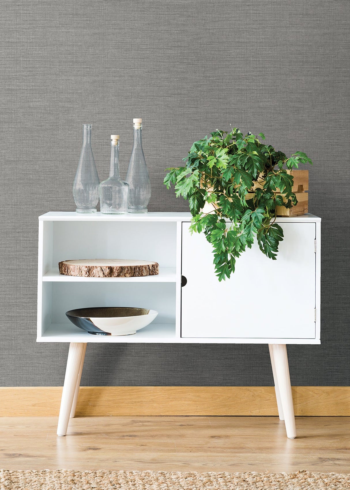 Eade’s Essence Grey Linen Texture Wallpaper Grey