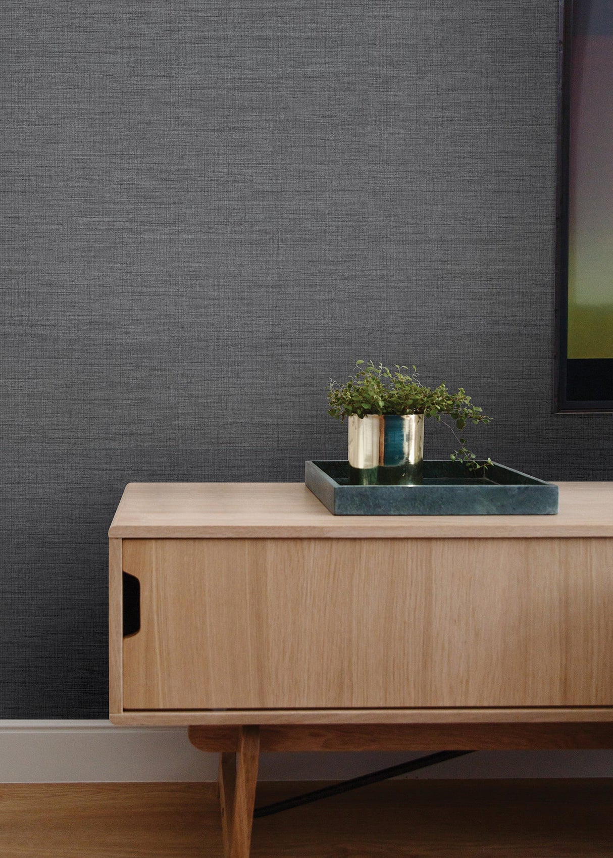 Eade’s Essence Dark Grey Linen Texture Wallpaper Dark Grey