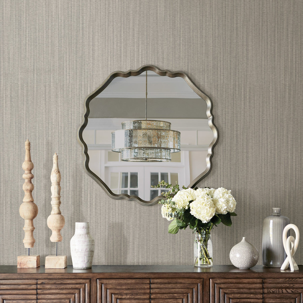 Warner Textures 2830-2721 Volantis Grey Textured Stripe Wallpaper