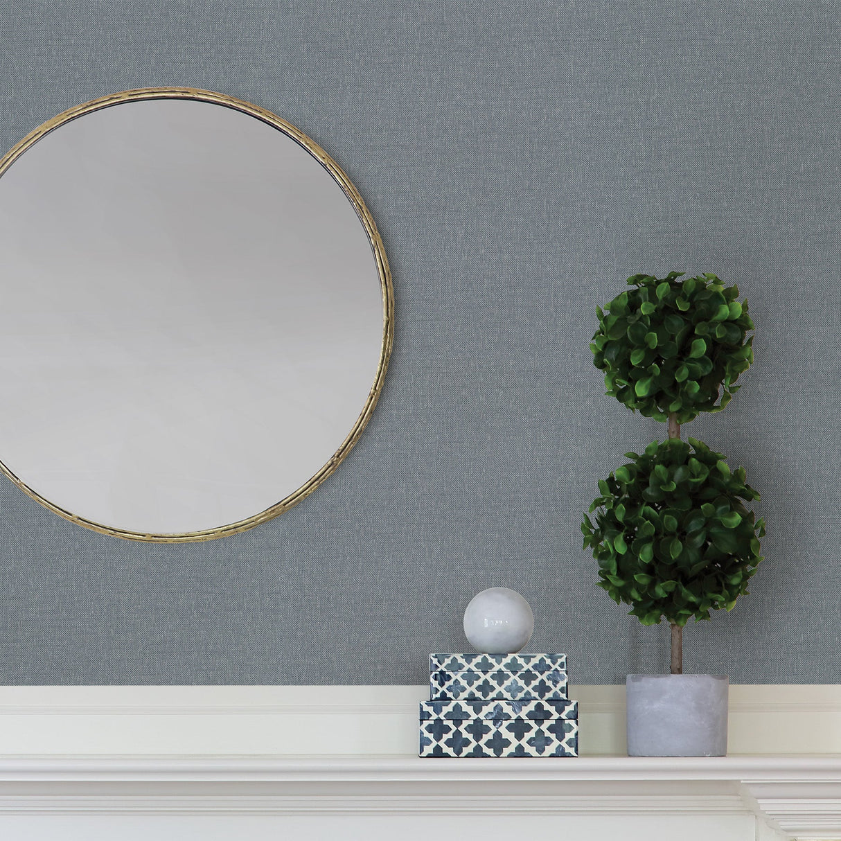 Warner Textures 2830-2726 Theon Denim Linen Texture Wallpaper