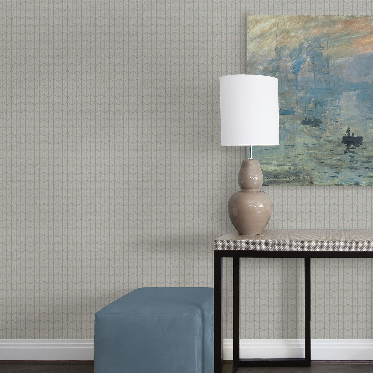 Warner Textures 2830-2733 Gauntlet Light Grey Geometric Wallpaper