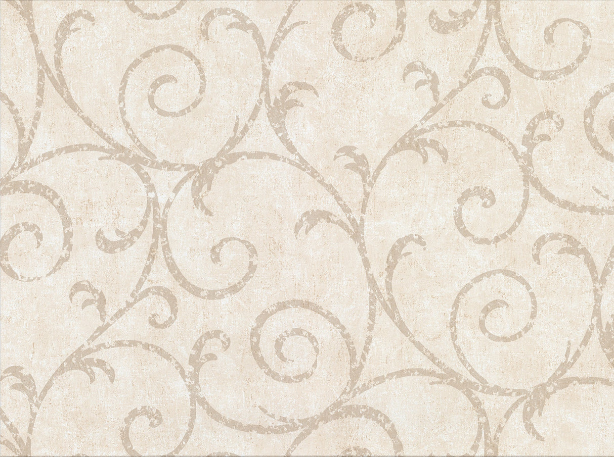 Warner Textures 2830-2735 Sansa Cream Plaster Scroll Wallpaper