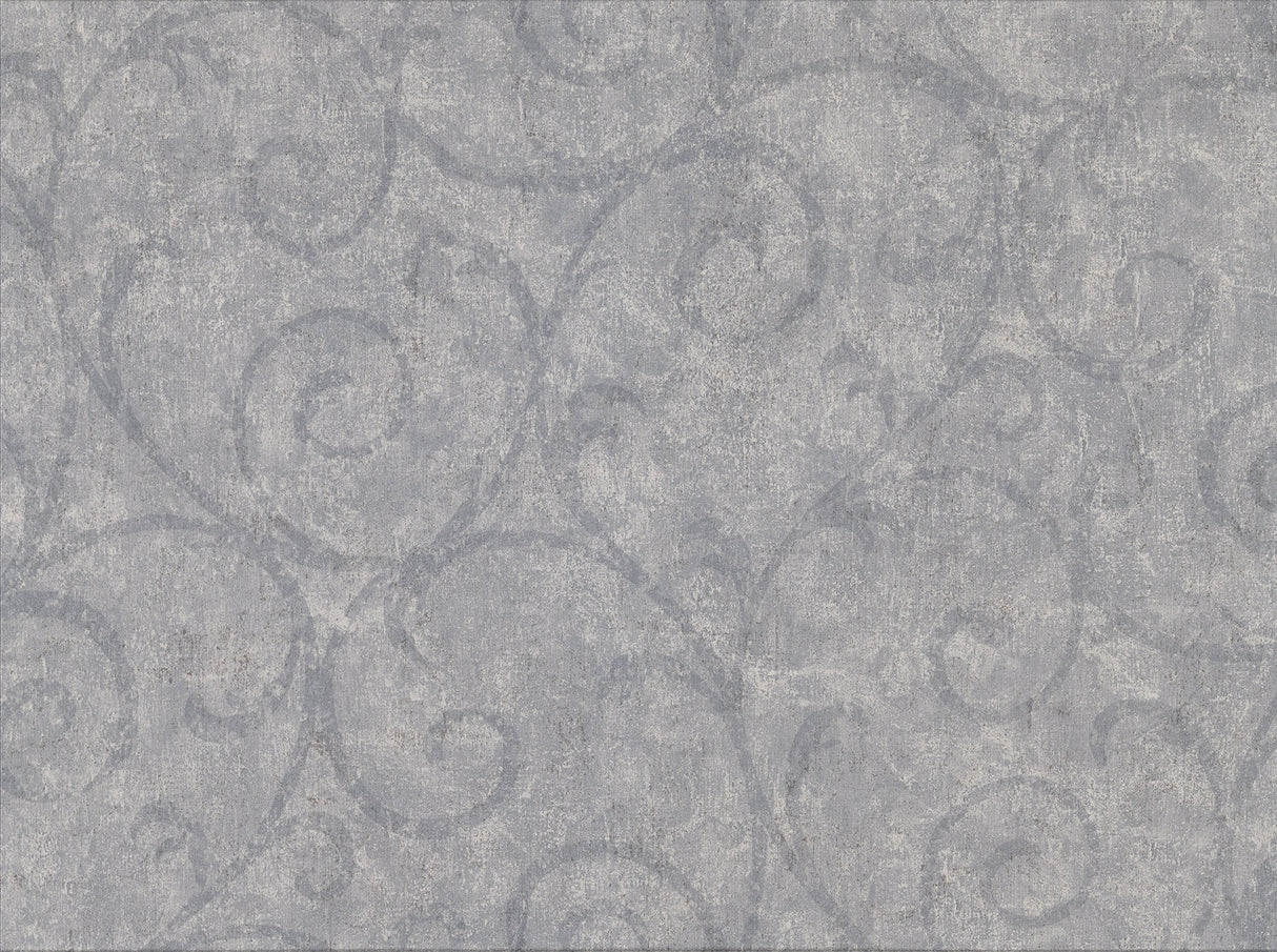 Warner Textures 2830-2736 Sansa Slate Plaster Scroll Wallpaper