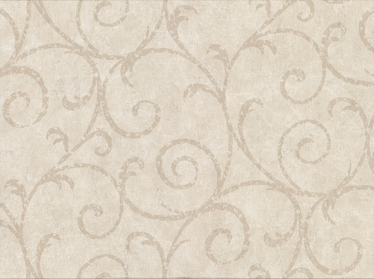 Warner Textures 2830-2739 Sansa Beige Plaster Scroll Wallpaper
