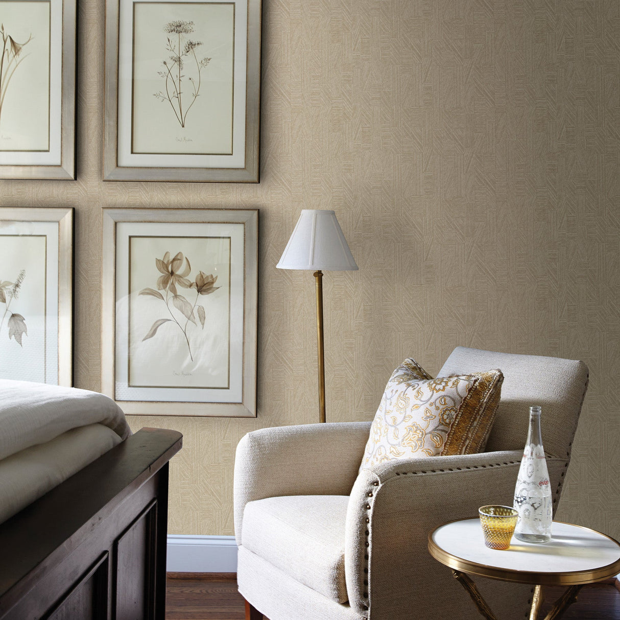 Warner Textures 2830-2756 Kensho Beige Parquet Wood Wallpaper