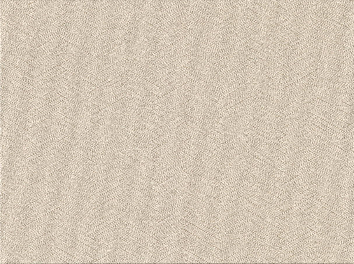 Warner Textures 2830-2762 Karma Beige Herringhone Weave Wallpaper