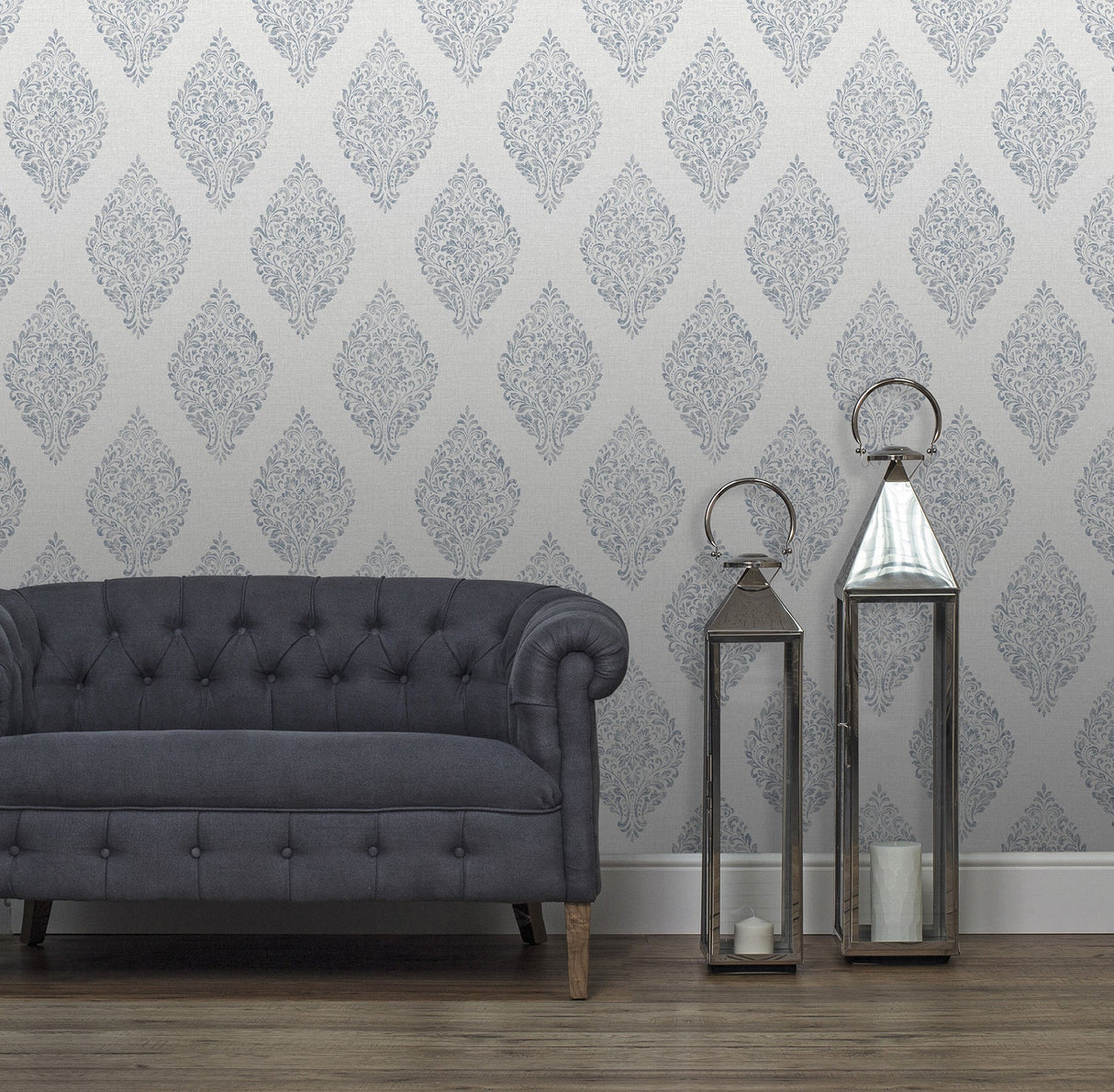 Advantage 2834-25044 Pascale Light Grey Medallion Wallpaper