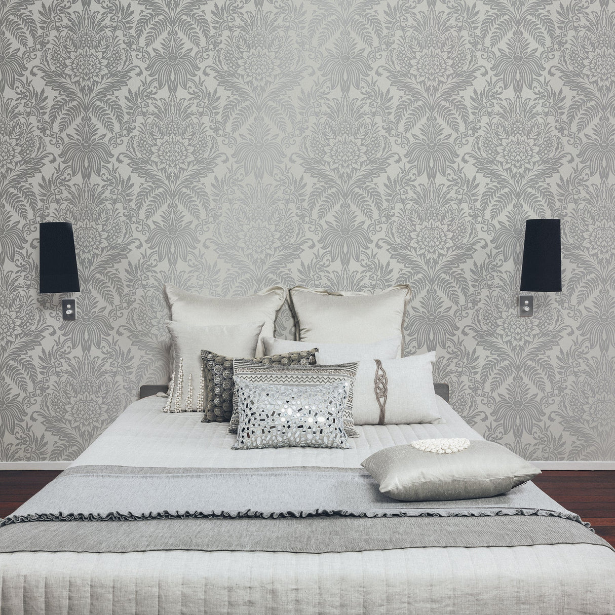 Advantage 2834-M1388 Bernadette Cream Damask Wallpaper