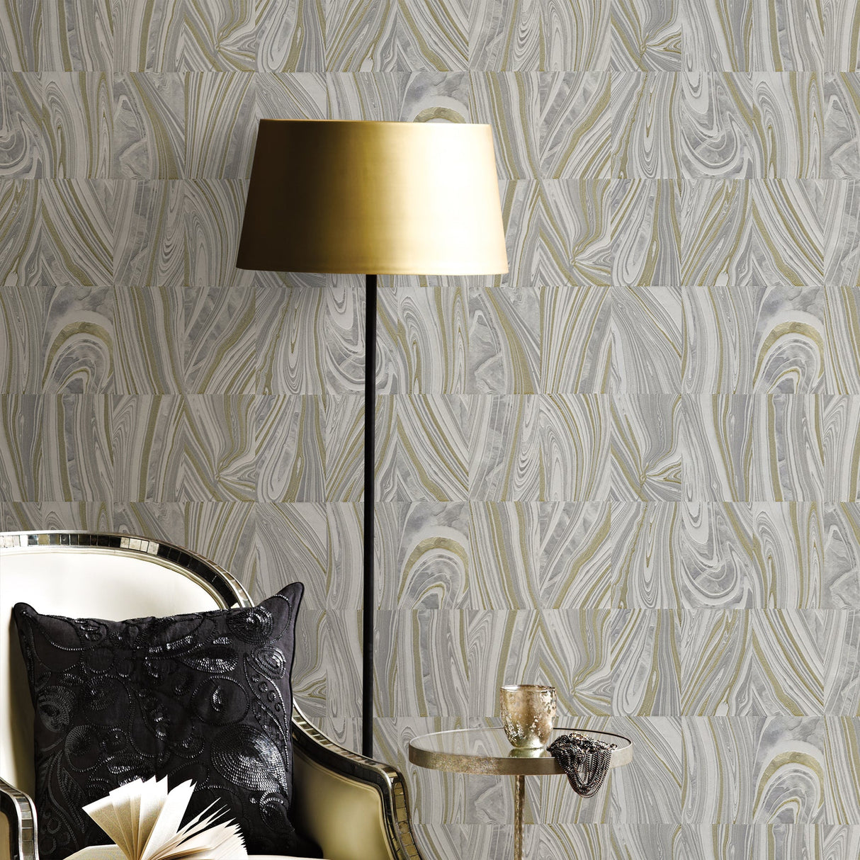 Advantage 2835-C88616 Boulders Lavender Glitter Marble Wallpaper
