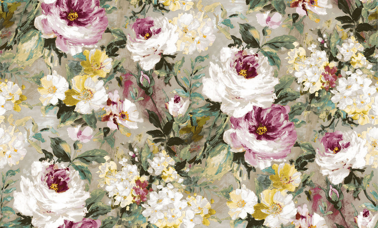 Advantage 2835-SY5111P Macau Magenta Painterly Floral Wallpaper