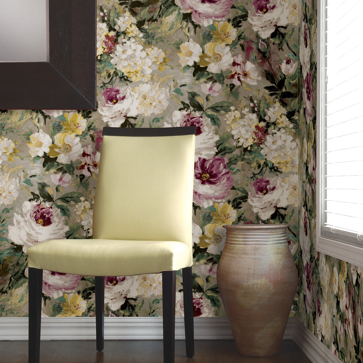 Advantage 2835-SY5111P Macau Magenta Painterly Floral Wallpaper