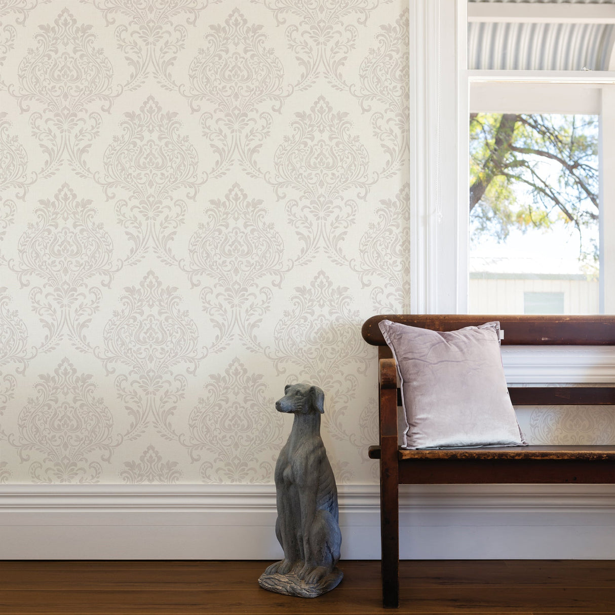 Advantage 2836-22016 Falstaff Cream Damask Wallpaper