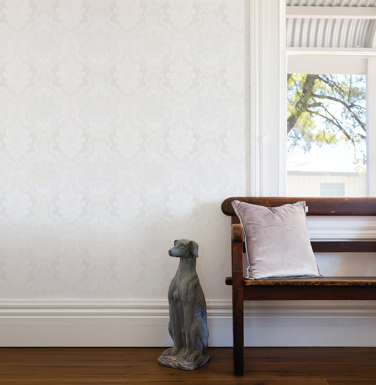 Advantage 2836-802405 Juliet Off-White Damask Wallpaper