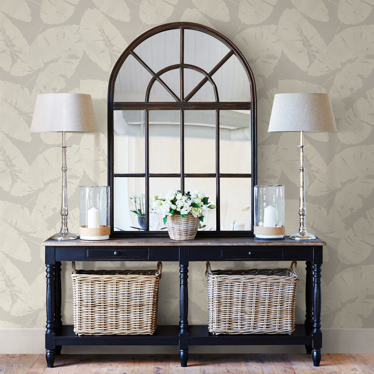 Advantage 2836-805208 Shylock Light Grey Banana Leaf Wallpaper