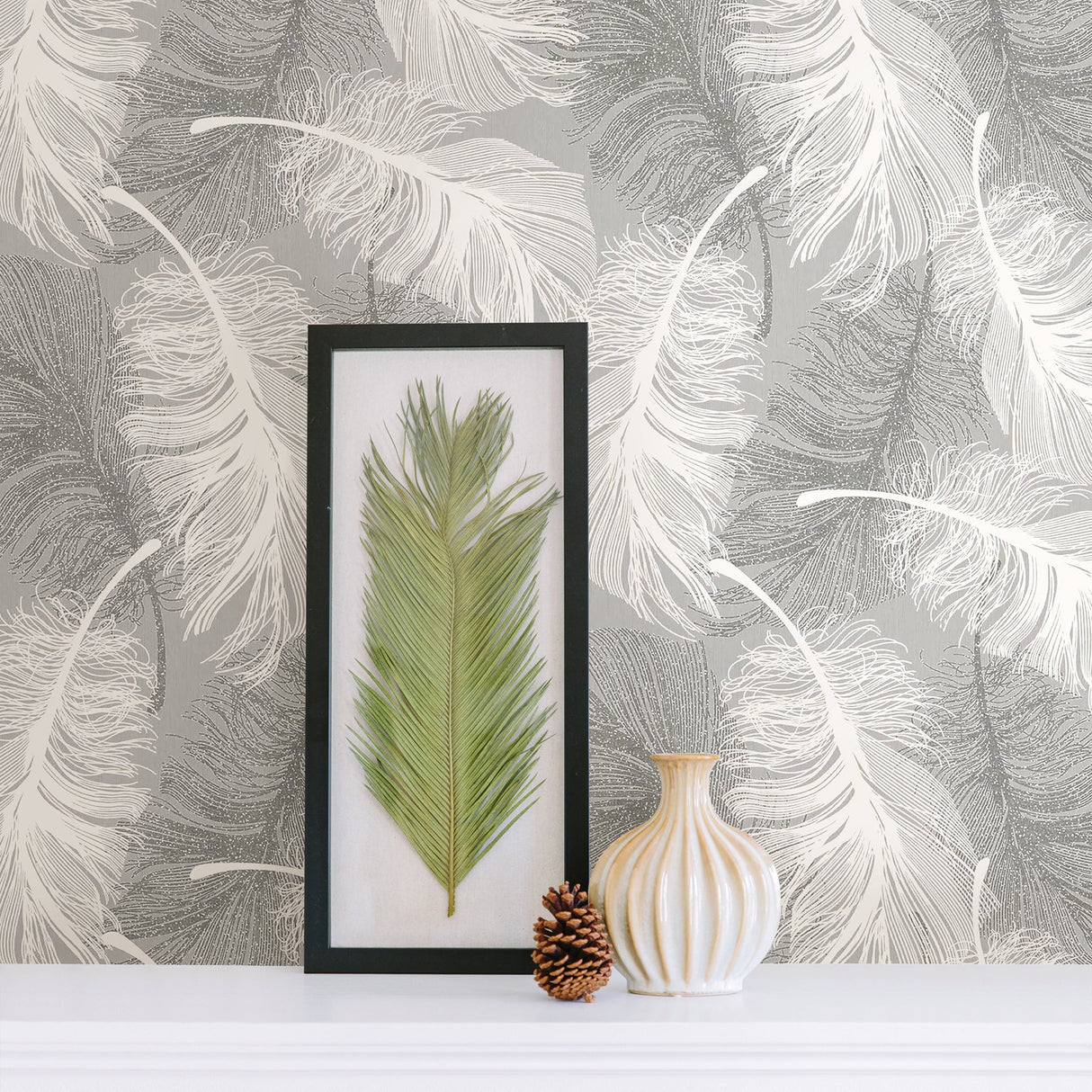 Advantage 2836-M0923 Alonso Grey Plume Wallpaper