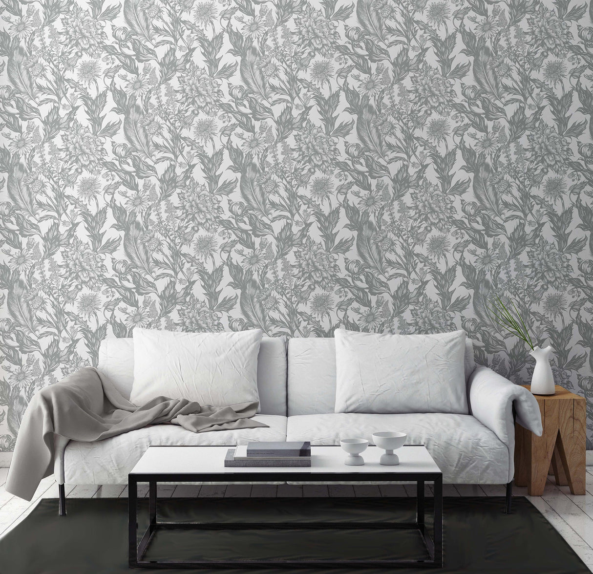 Advantage 2836-M1379 Cinna Silver Wild Flowers Wallpaper
