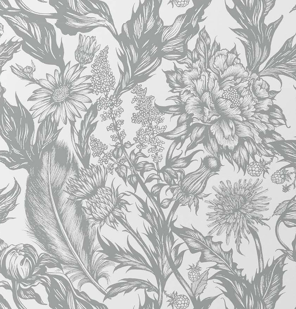 Advantage 2836-M1379 Cinna Silver Wild Flowers Wallpaper