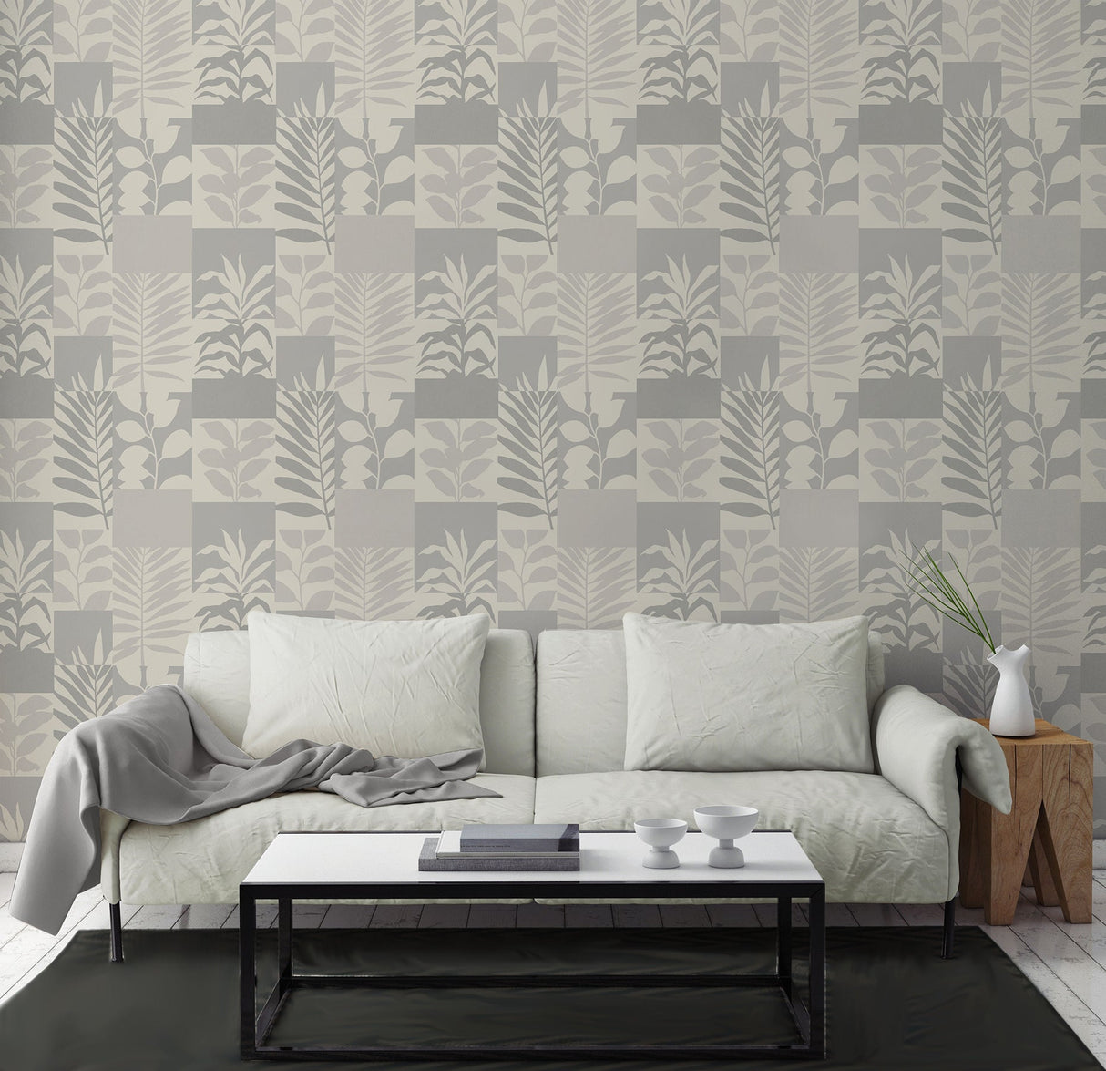 Advantage 2836-M1383 Goneril Grey Botanical Geometric Wallpaper