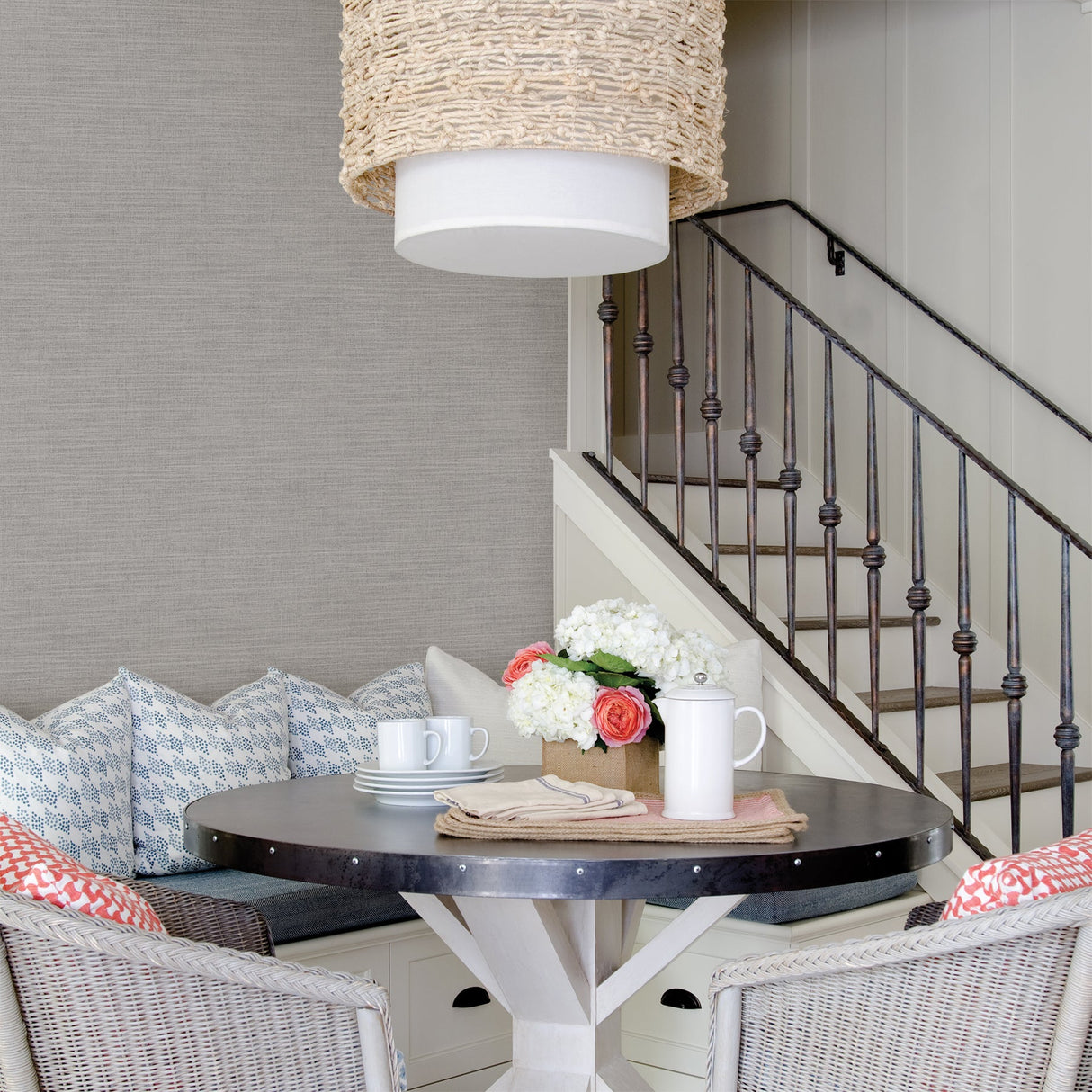 Advantage 2836-MKE-3131 Perdita Light Grey Linen Wallpaper