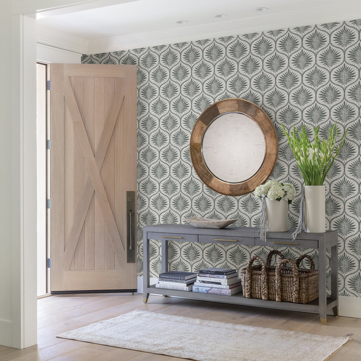 A-Street Prints 2861-25718 Laurel Grey Ogee Wallpaper