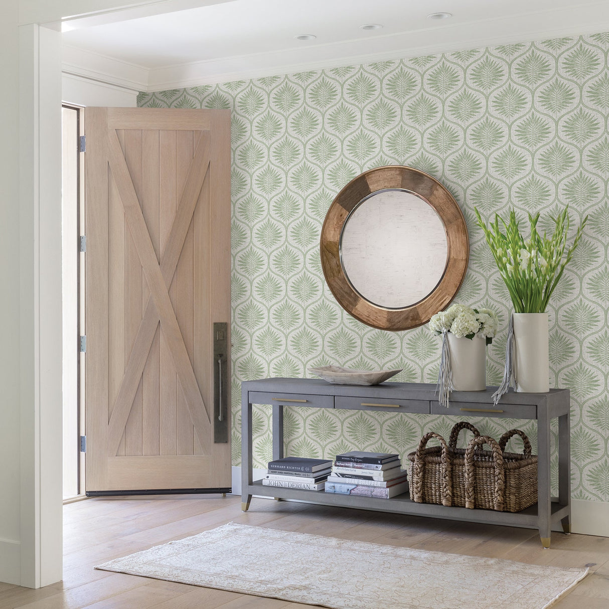 A-Street Prints 2861-25719 Laurel Light Green Ogee Wallpaper