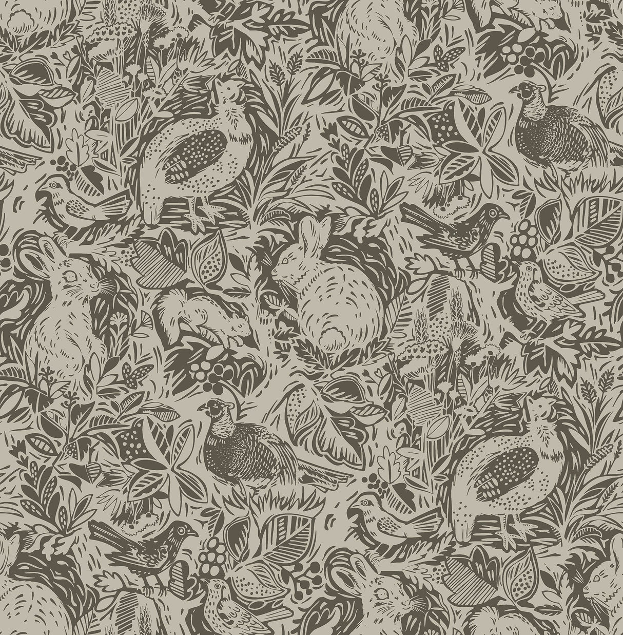 A-Street Prints 2861-25725 Revival Brown Fauna Wallpaper