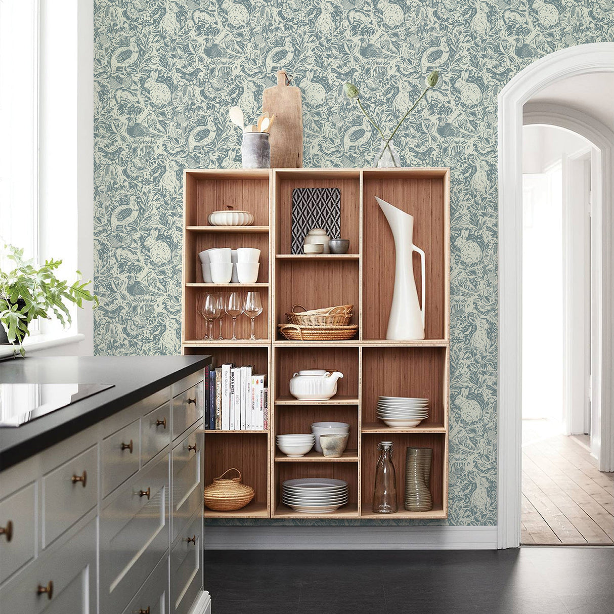 A-Street Prints 2861-25726 Revival Blue Fauna Wallpaper