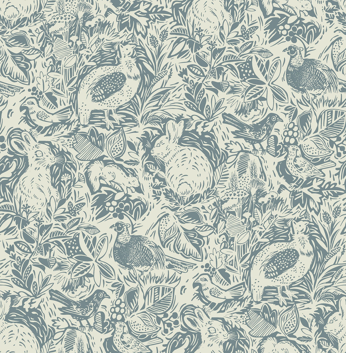 A-Street Prints 2861-25726 Revival Blue Fauna Wallpaper