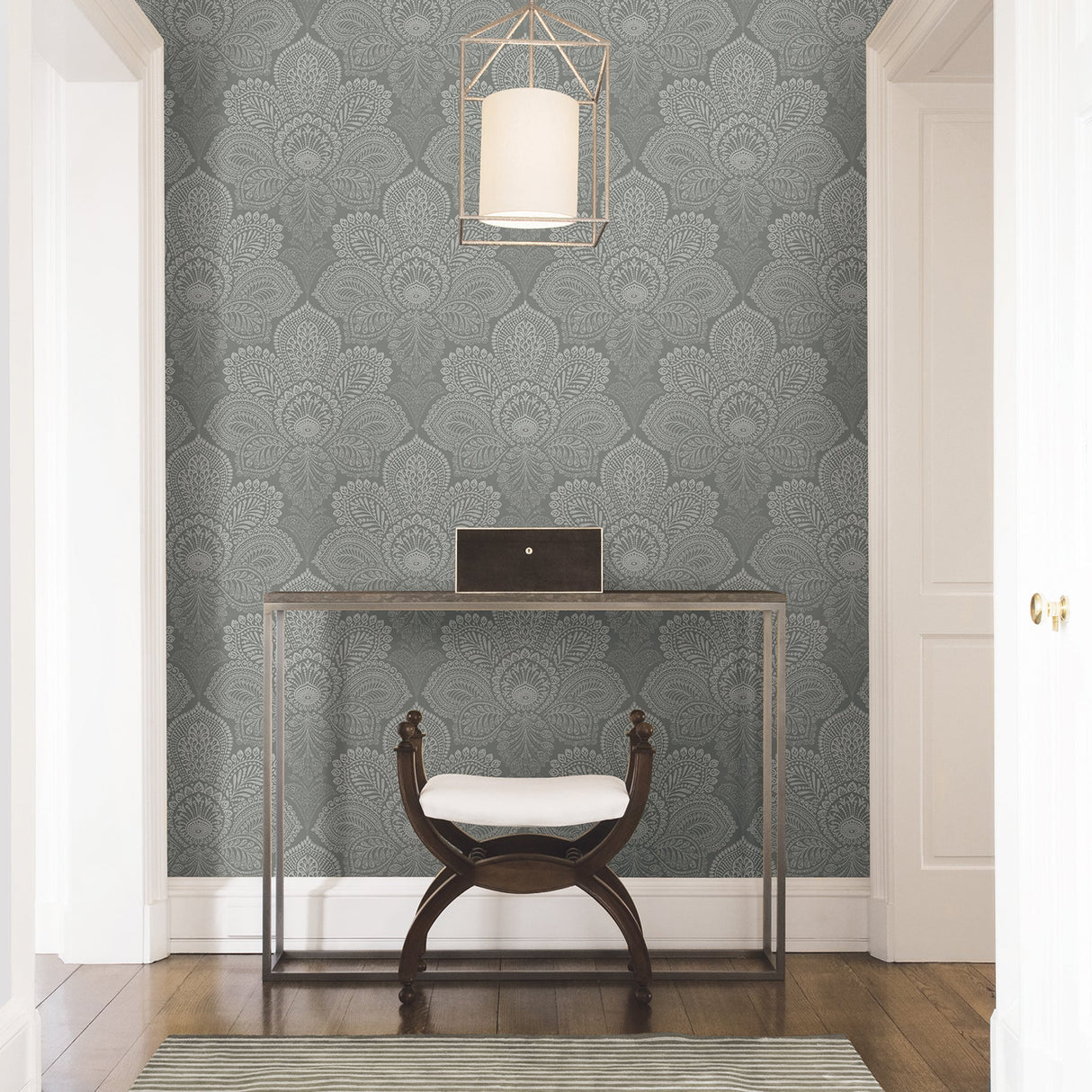 A-Street Prints 2861-25728 Triumph Grey Medallion Wallpaper