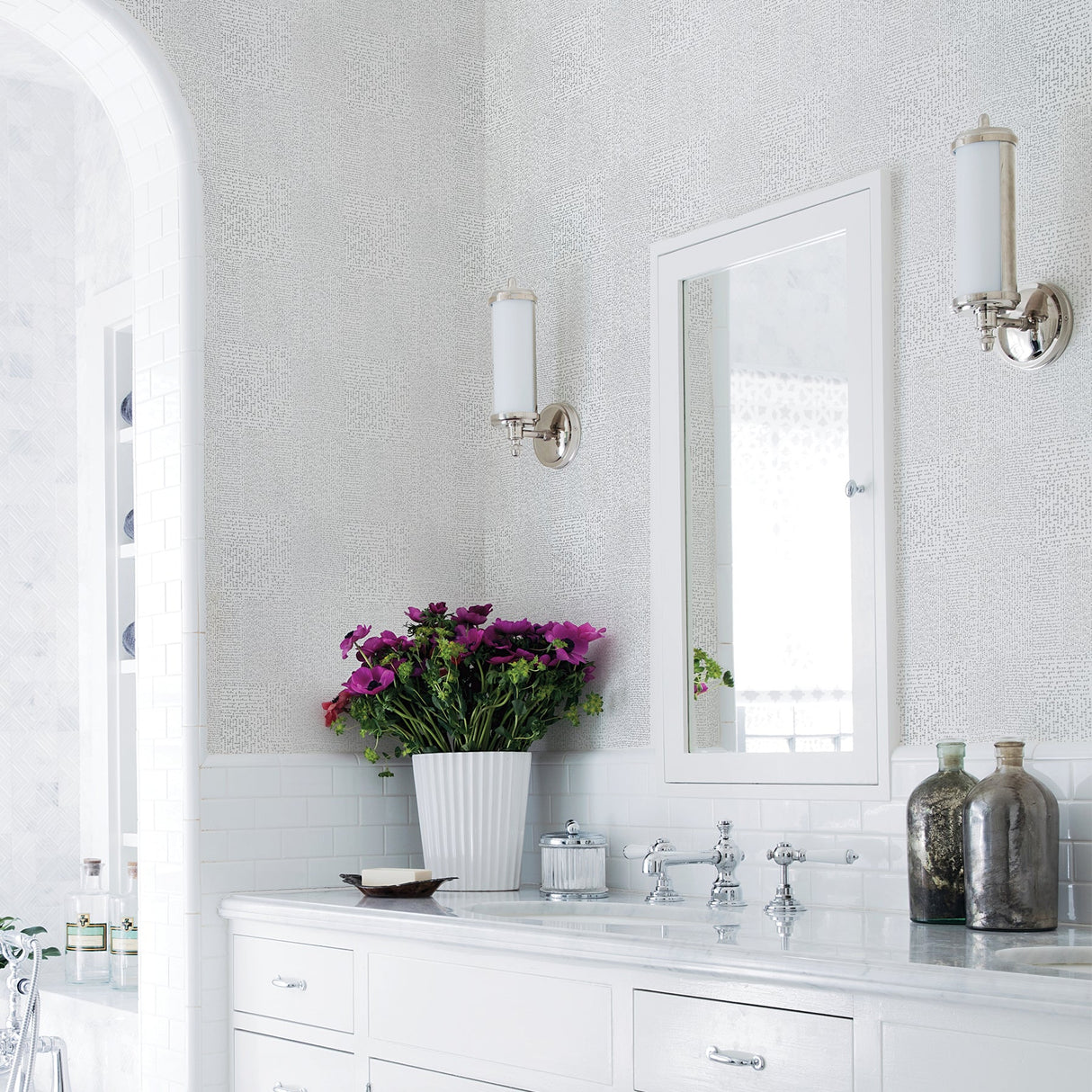 A-Street Prints 2861-25741 Zenith Silver Abstract Geometric Wallpaper