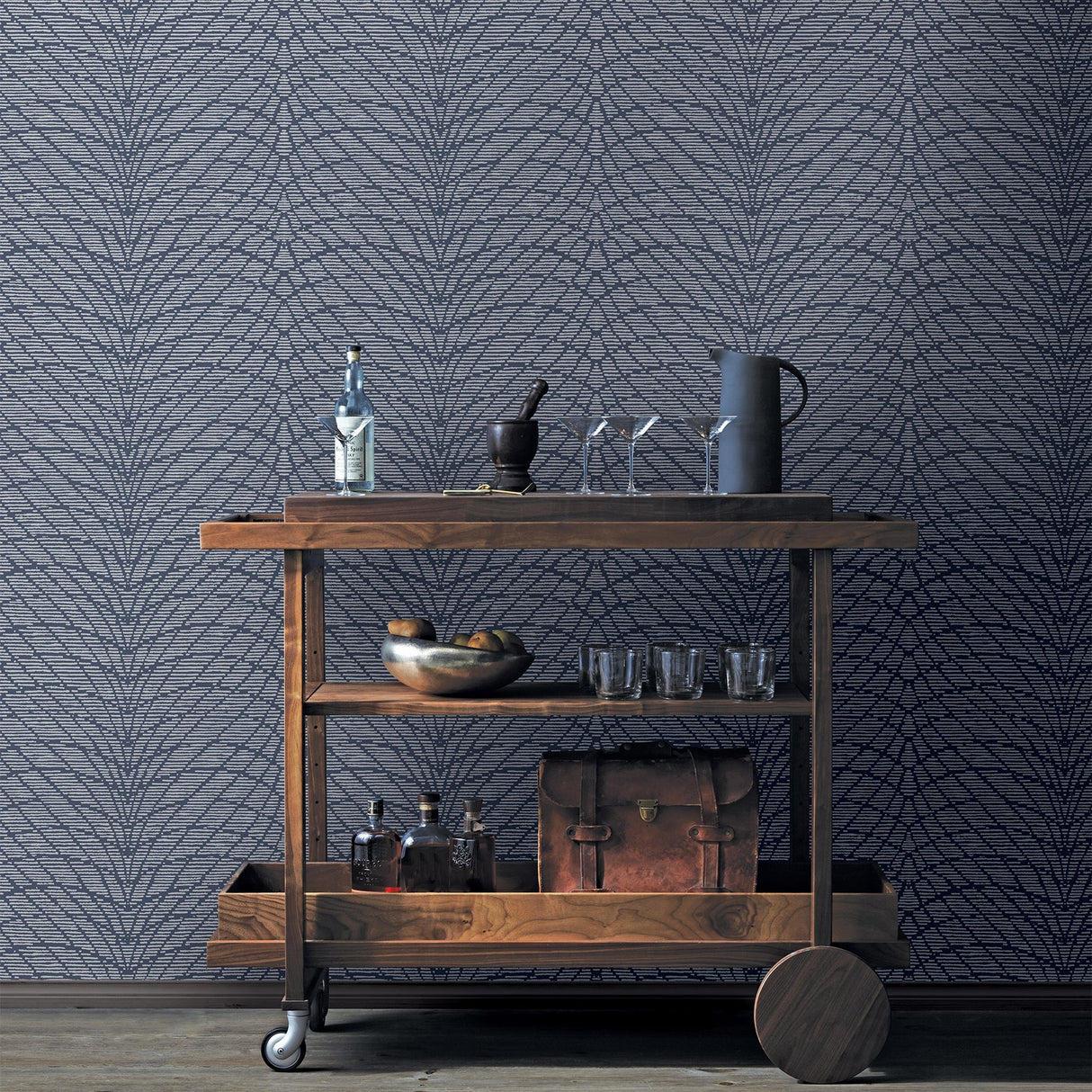 A-Street Prints 2861-25743 Aperion Navy Chevron Wallpaper