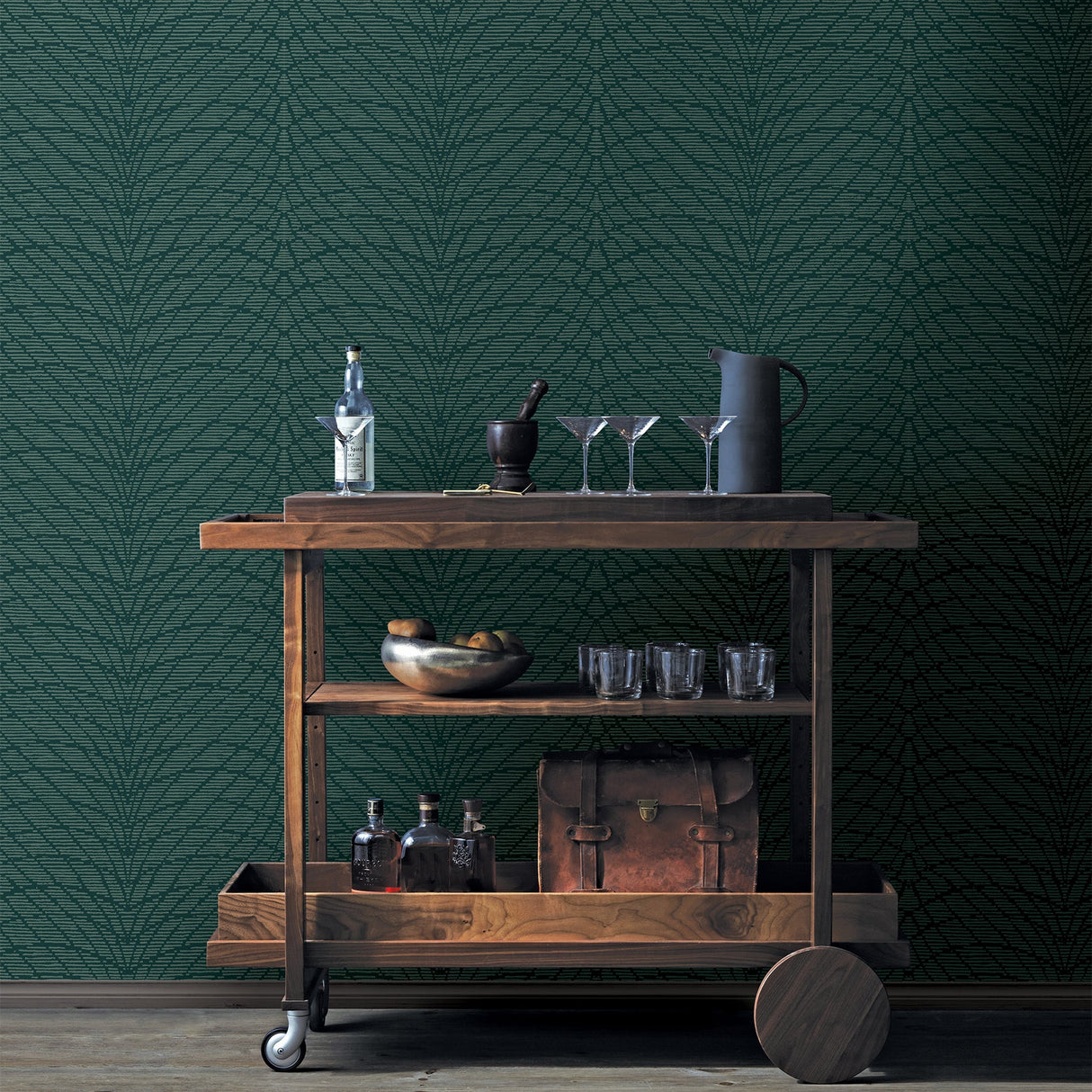 A-Street Prints 2861-25746 Aperion Dark Green Chevron Wallpaper