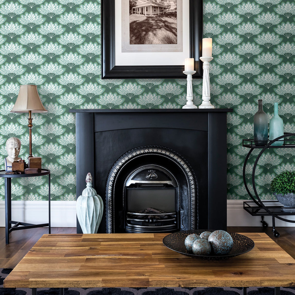 A-Street Prints 2861-25753 Lotus Grey Floral Fans Wallpaper