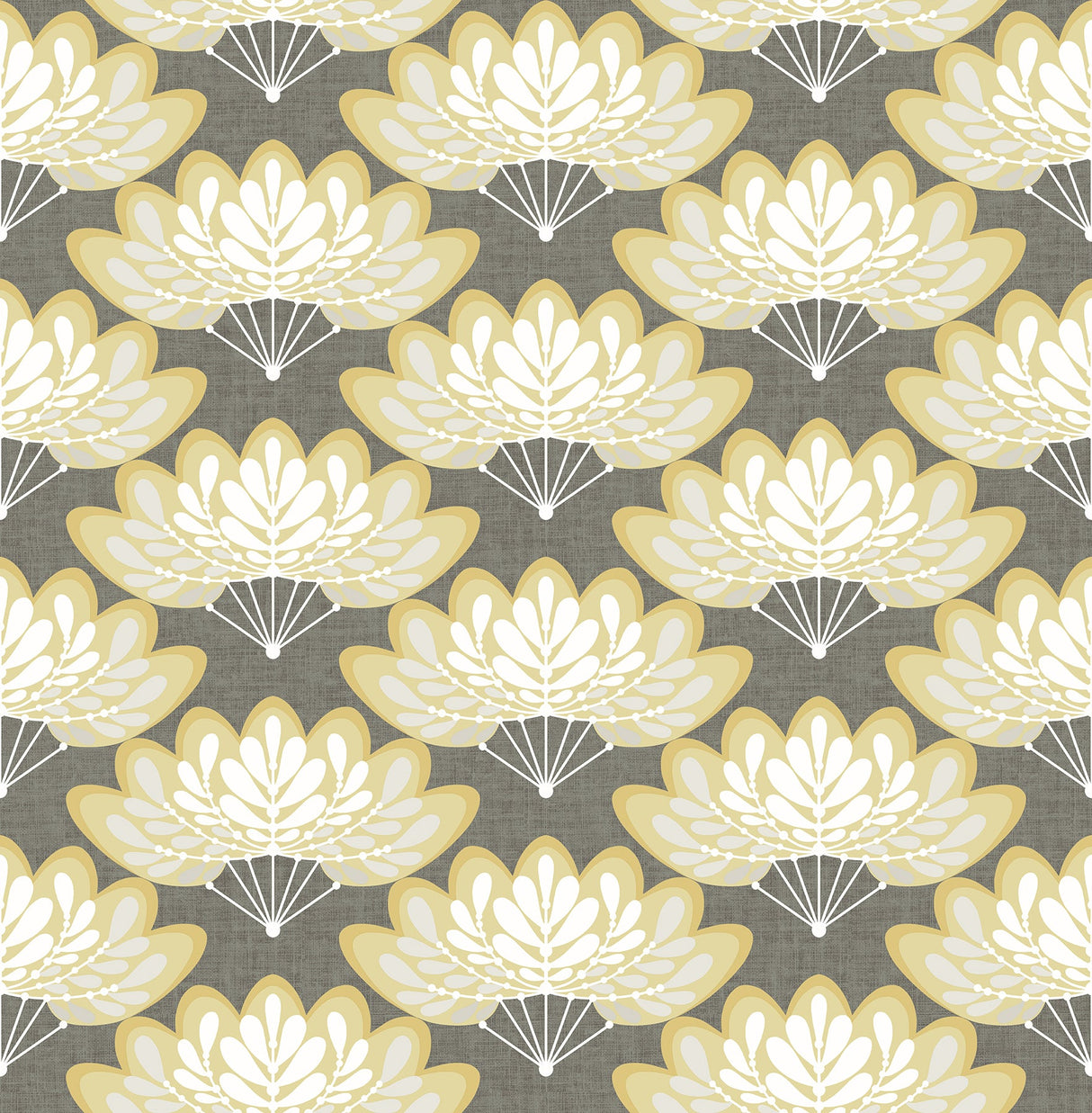 A-Street Prints 2861-25754 Lotus Mustard Floral Fans Wallpaper