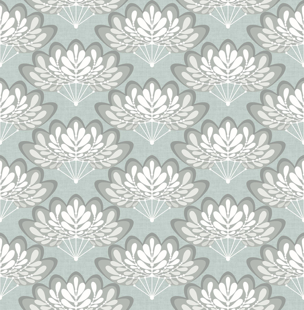 A-Street Prints 2861-25755 Lotus Light Blue Floral Fans Wallpaper